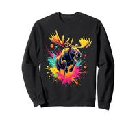 Splash Art Moose Mid Jump Design Bellissimi Amanti delle alci Felpa