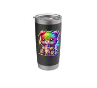 Splash Art Orso che beve Boba Perle di tè al latte Tapioca Bicchiere termico in acciaio inox doppia parete