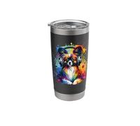 Splash Art Papillon Dog Continental Toy Spaniel Bicchiere termico in acciaio inox doppia parete