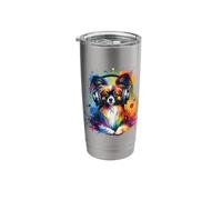 Splash Art Papillon Dog Continental Toy Spaniel Bicchiere termico in acciaio inox doppia parete