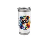 Splash Art Papillon Dog Continental Toy Spaniel Bicchiere termico in acciaio inox doppia parete