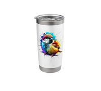 Splash Art Passero Uccello Birdwatching Passero Domestico Bicchiere termico in acciaio inox doppia parete