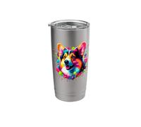 Splash Art Pembroke Welsh Corgi Corgis Bicchiere termico in acciaio inox doppia parete