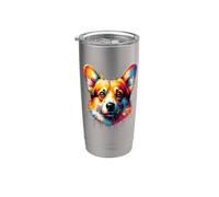 Splash Art Pembroke Welsh Corgi Corgis Bicchiere termico in acciaio inox doppia parete