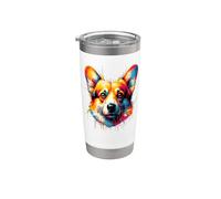 Splash Art Pembroke Welsh Corgi Corgis Bicchiere termico in acciaio inox doppia parete