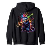 Splash Art Raccoon Playing Trombone Music Felpa con Cappuccio