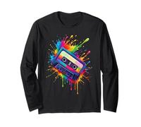 Splash Art Retro Cassette Tape Maglia a Manica