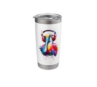 Splash Art Roseate Spoonbill Roseo Bicchiere termico in acciaio inox doppia parete