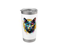 Splash Art Russian Blue Cat Russian Blues Maltese Bicchiere termico in acciaio inox doppia parete