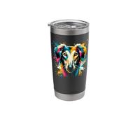 Splash Art Saluki Dog Persian Greyhound Bicchiere termico in acciaio inox doppia parete