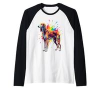 Splash Art Saluki Dog Persian Greyhound Maglia con Maniche Raglan