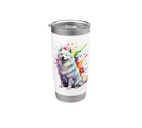 Splash Art Samoyed Dog Bicchiere termico in acciaio inox doppia parete