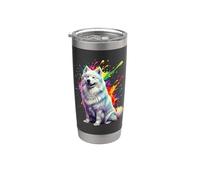 Splash Art Samoyed Dog Bicchiere termico in acciaio inox doppia parete