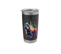Splash Art Scottish Terrier Scottie Bicchiere termico in acciaio inox doppia parete
