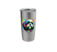 Splash Art Shih Tzu Shih Tzus Bicchiere termico in acciaio inox doppia parete