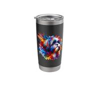 Splash Art Shih Tzu Shih Tzus Bicchiere termico in acciaio inox doppia parete