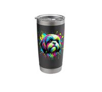 Splash Art Shih Tzu Shih Tzus Bicchiere termico in acciaio inox doppia parete