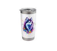 Splash Art Siberian Husky Siberian Huskies Bicchiere termico in acciaio inox doppia parete