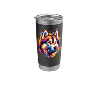 Splash Art Siberian Husky Siberian Huskies Bicchiere termico in acciaio inox doppia parete