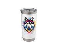 Splash Art Siberian Husky Siberian Huskies Bicchiere termico in acciaio inox doppia parete