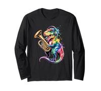 Splash Art T-Rex Dinosauro Tuba Tirannosauro Rex Tubista Maglia a Manica