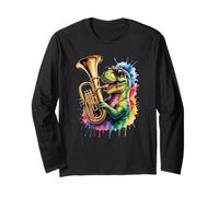Splash Art T-Rex Dinosauro Tuba Tirannosauro Rex Tubista Maglia a Manica