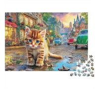 Splash Kitten Set Puzzle in Cartone Robusto Da 1000 Pezzi, Cute Cat, Gioco Educativo, Difesa Dallo Stress, Regalo Divertente, Attività Per Famiglia 52x38cm/1000pcs
