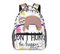 Splash the Stars, zaino per computer portatile, regalo per viaggi, lavoro, libri leggeri per uomini e donne, Bradipo, non affrettarti, sii felice, One Size, Zaino daypack