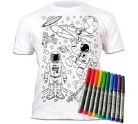 Splat Planet Colora Spazio T-shirt Uomo E Razzo Spaziale Con 10 Penne Magiche Lavabili Atossiche - T-shirt Da Colorare, Da Colorare E Da Lavare (12-13 Anni) Bianca