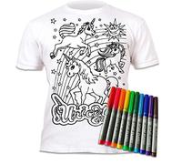 Splat Planet Colour-in Unicorn T-Shirt with 10 Non-Toxic Washable Magic Pens - Colour Your Own, Colour-in And Wash out T-Shirt, Reusable Colouring Clothes for Kids, Perfect Birthday Gifts for Kids