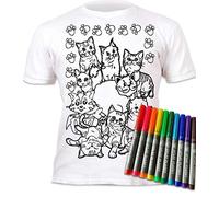Splat Planet Gatto Animale Domestico T-Shirt Maglietta Magica da Colorare con 10 Penne Magiche Lavabili Atossiche - Colora La Tua Maglietta, Colora E Lava Via E Ricolora (12-13 Years)