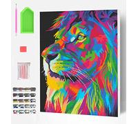 Splat Planet Kit per pittura a diamante con cornice a forma di leone, strass, 5D, decorazione murale per la casa, attività artistiche e creative per adulti e bambini, 30x40 cm