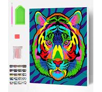 Splat Planet Kit per pittura a diamante con cornice a tema tigre, strass, 5D, decorazione murale per la casa, attività artistiche e creative per adulti e bambini, 30x40 cm