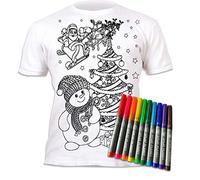 Splat Planet Maglietta da colorare Christmas Snowman Magic con 10 pennarelli magici Lavabili - Colora la Tua Maglietta, colora, Lava e ricolora