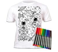 Splat Planet Maglietta da colorare Space Astronaut Rocket Magic con 10 pennarelli magici Lavabili - Colora la Tua Maglietta, colorala, lavala e ricolorala