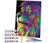 Splat Planet Number Painting Incorniciato, Vernice Fluorescente Al Neon, Colore Per Numero, Pittura Murale, Pittura Su Tela Con Kit Di Numeri Per Adulti, Bambini. 30 X 40 Cm (Leone)