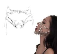 Spldsun 2 pezzi Maschera Metallo Mezza, Maschera Cyborg In Metallo Steampunk, gioielli per il viso da cosplay per donne e uomini
