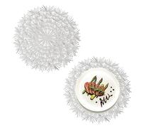 Spldsun 2 Pezzi Tovaglietta per Fiori Rotonda in Argento, Cavo Rotondo Isolamento Tovaglietta in Plastica, per L'isolamento Termico Piatto cena e Decorazione Tavola (Dente Leone, Argento)