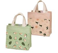 Spldsun 2pz Mini Borsa Tote Tela, Borsa di Tela Donna Borsa Shopper Cotone, per Uscire Shopping, 22cm x 22cm
