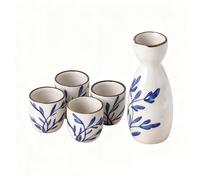 Spldsun 5 Pezzi Set da Sake Giapponese, Ceramica Bicchieri Sakè, Tradizionale Set di Sake, per Ristoranti di tè, Case da tè E per Il Consumo Quotidiano di tè (Bianco)