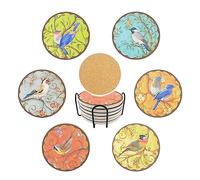 Spldsun 6 Pezzi Sottobicchieri Ceramica, Sottobicchieri Sughero, Morbido Sottobicchieri, per Decorazione, Antiscivolo, Isolamento Termico, Resistenza Ai Graffi (10cm, Rosa, con Supporto)