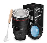 Splend Tazza da Caffè Lente Fotocamera, Tenuta Stagna per Viaggi | Tazza da Caffè con Lente per Fotocamera, non BPA, in Acciaio Inox, a Tenuta Stagna da Viaggio, con Coperchio e Cucchiaio