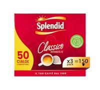 Splendid - Caffè in Cialde ESE - 150 Cialde - 3 Confezioni da 50 - Intensità 12 - Miscela Espresso per Macchina Portafiltro Monodose - Gusto Deciso e Aroma Tostato
