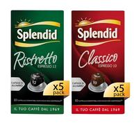 Splendid - Capsule Caffè Espresso Confezione Mista Classico e Ristretto - 100 Capsule in Alluminio - Compatibili con Macchine Nespresso®* original - 50 Capsule Classico e 50 Capsule Ristretto