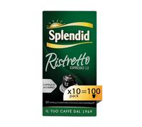 Splendid Capsule Caffè Espresso Ristretto - 100 Capsule - Intensità 12 | 10 confezioni da 10, in Alluminio, Compatibili con macchine Nespresso®* Original