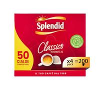 Splendid - ESE Coffee Pods - 50 Pods - Intensity 12 - Espresso Blend for Single Dose Filter Machine - Strong Taste and Toasted Aroma (Confezione da 4)