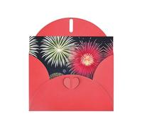 Splendid Fireworks Patterns - Biglietti di auguri in carta perlescente rossa, 15 x 10 cm, con buste per compleanni, matrimoni e condoglianze