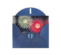 Splendid Fireworks Print - Biglietto di auguri con busta, colore: Blu perlato, adatto per auguri di compleanno, matrimonio, congratulazioni e condoglianze.