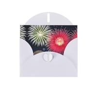Splendid Fireworks Print White Pearlescent Paper Holiday Card con busta. Adatto per auguri di compleanno, matrimonio, congratulazioni e condoglianze.