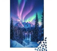 Splendida Aurora boreale Jigsaw Puzzle 70x50cm/1000pcs Adulti Snow Capped Alberos And Mountains Puzzle Gioco Educativo Decorazioni Per La Casa